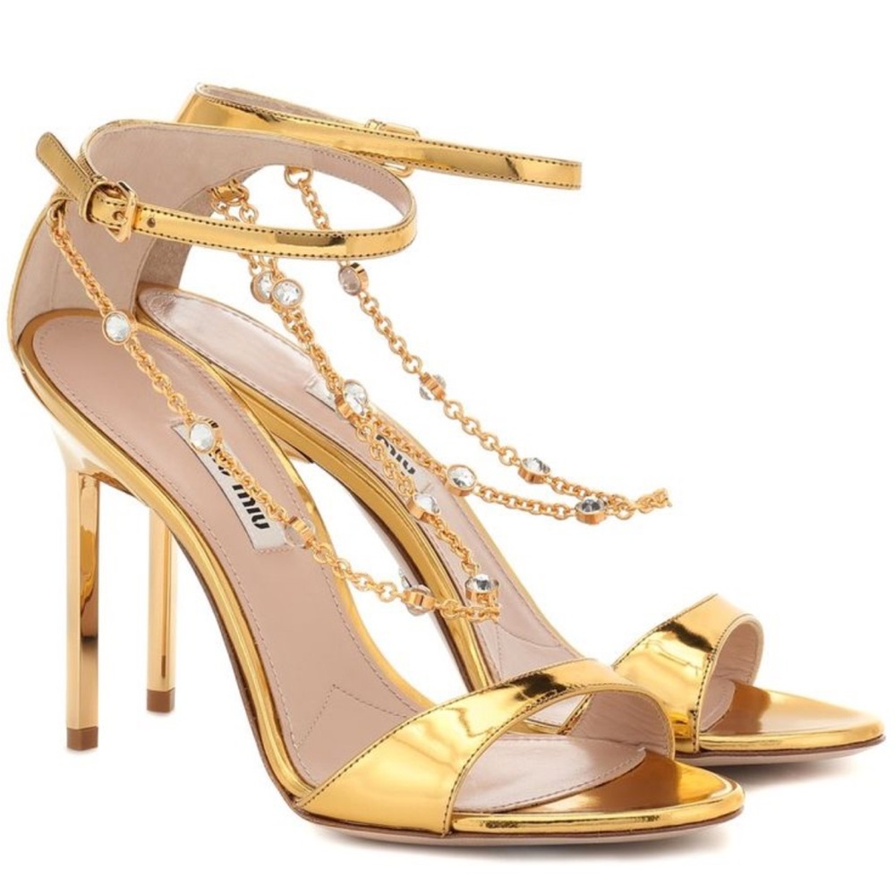 MIU MIU GOLD HEELS